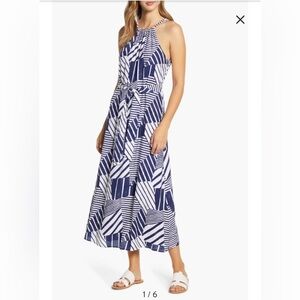 Vineyard Vines Navy Blue & White Maxi Dress Size Large